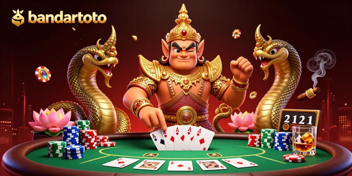 Engage with bandartoto as you experience a dynamic poker scene illuminated by golden characters.