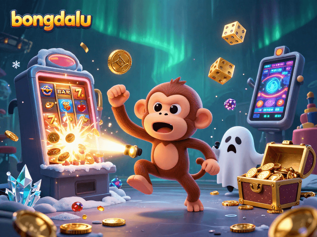 Experience the exciting world of bongdalu with a playful poltergeist and a ghost-hunting puppy in a vibrant casino scene.